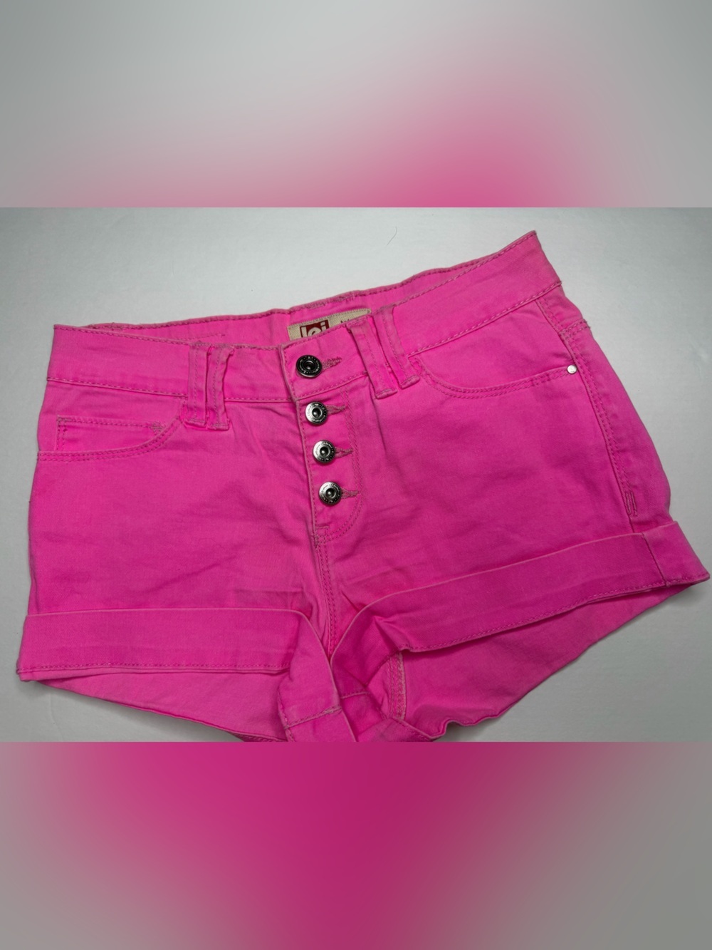 L.E.I. Tatum Y2K High-Rise Button Fly Shorts – Hot Pink – Size 1